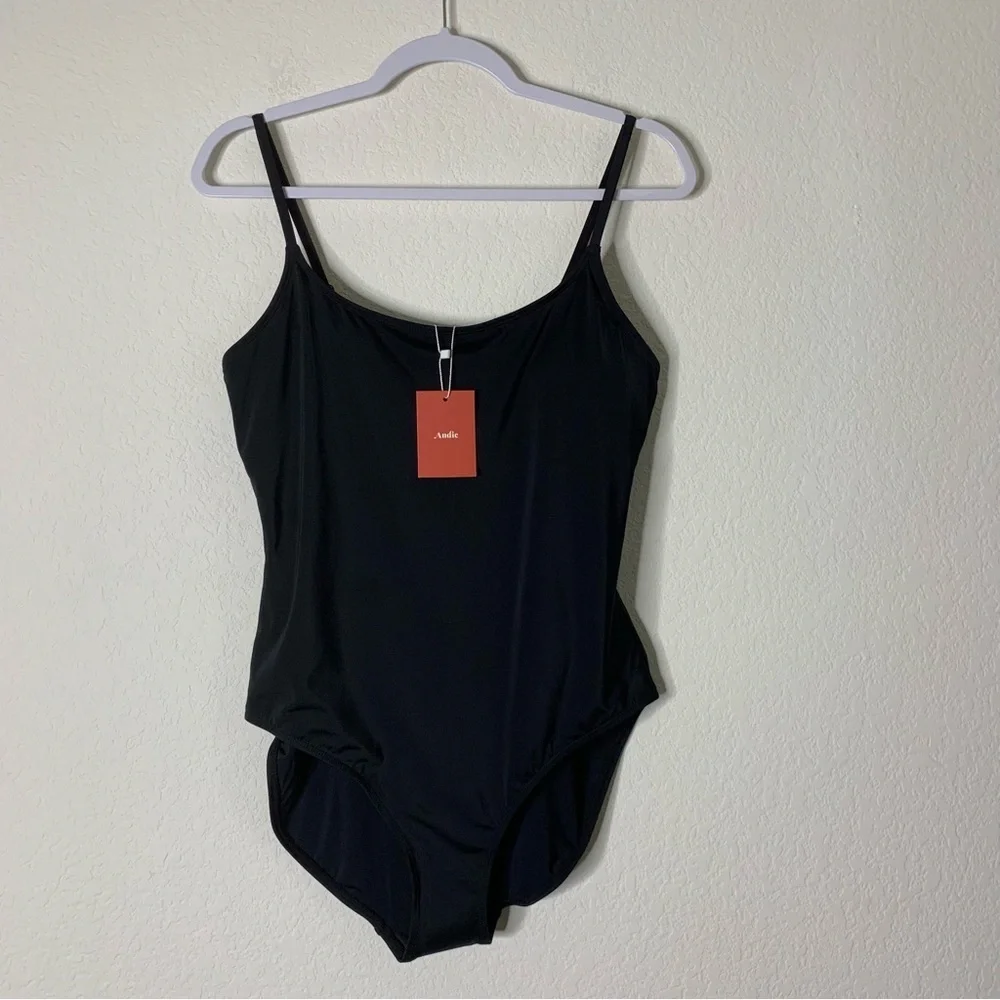 Andie Womens black the full coverage Amalfi one piece swimsuit L NWT - Picture 1 of 9